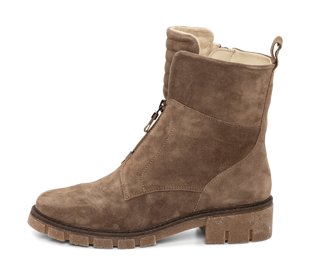 Ara Shoes Deon Women's Lug Sole Front & Zip Boot - Sesame 05 12-23130-05