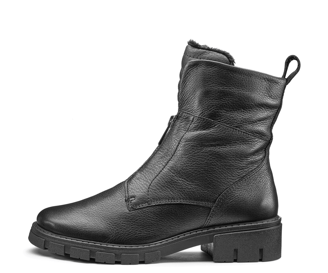Ara Shoes Deon Women's Lug Sole Front & Zip Boot - Black 65 23130-65
