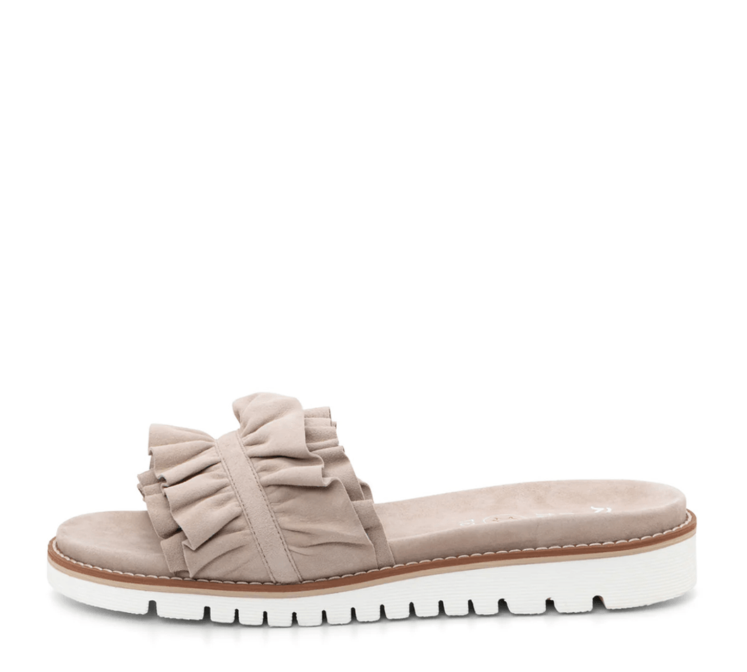 Ara Shoes Keyes Women's Ruffle Slide Sandal - Sand 08 12-28121-08