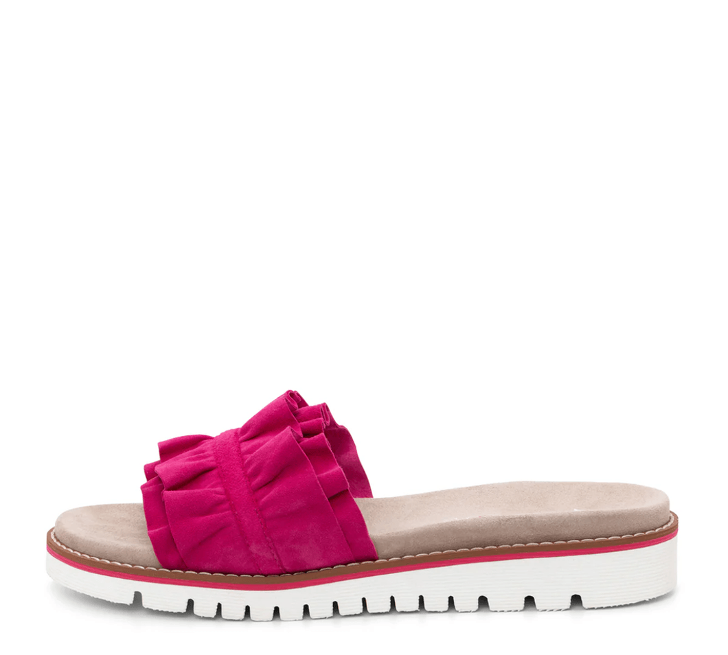 Ara Shoes Keyes Women's Ruffle Slide Sandal - Fucshia 35 12-28121-35