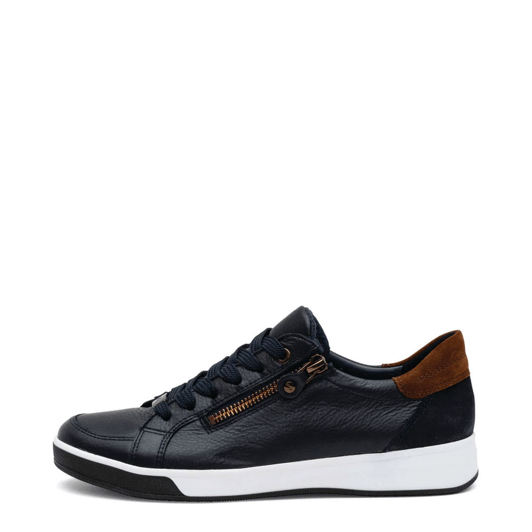Ara Shoes Rei-Low Women's Zip Sneaker - Navy 04 34432-04
