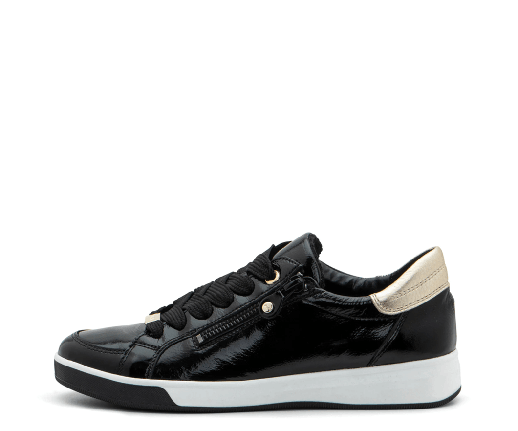 Ara Shoes Rei-Low Women's Zip Sneaker - Black 01 12-34432-01